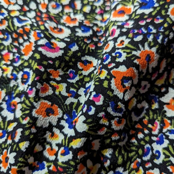 Women's Boden Floral Pattern Mock Neck Ruffle Short Sleeve Blouse Size 12 - Picture 7 of 8